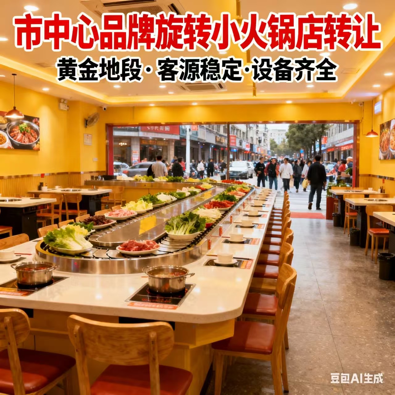 市中心80平方旋转小火锅