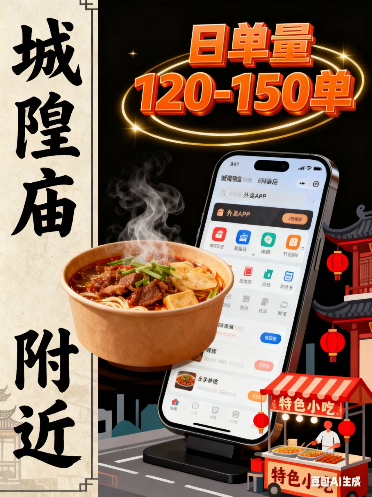 城隍庙附近55平品牌外卖店