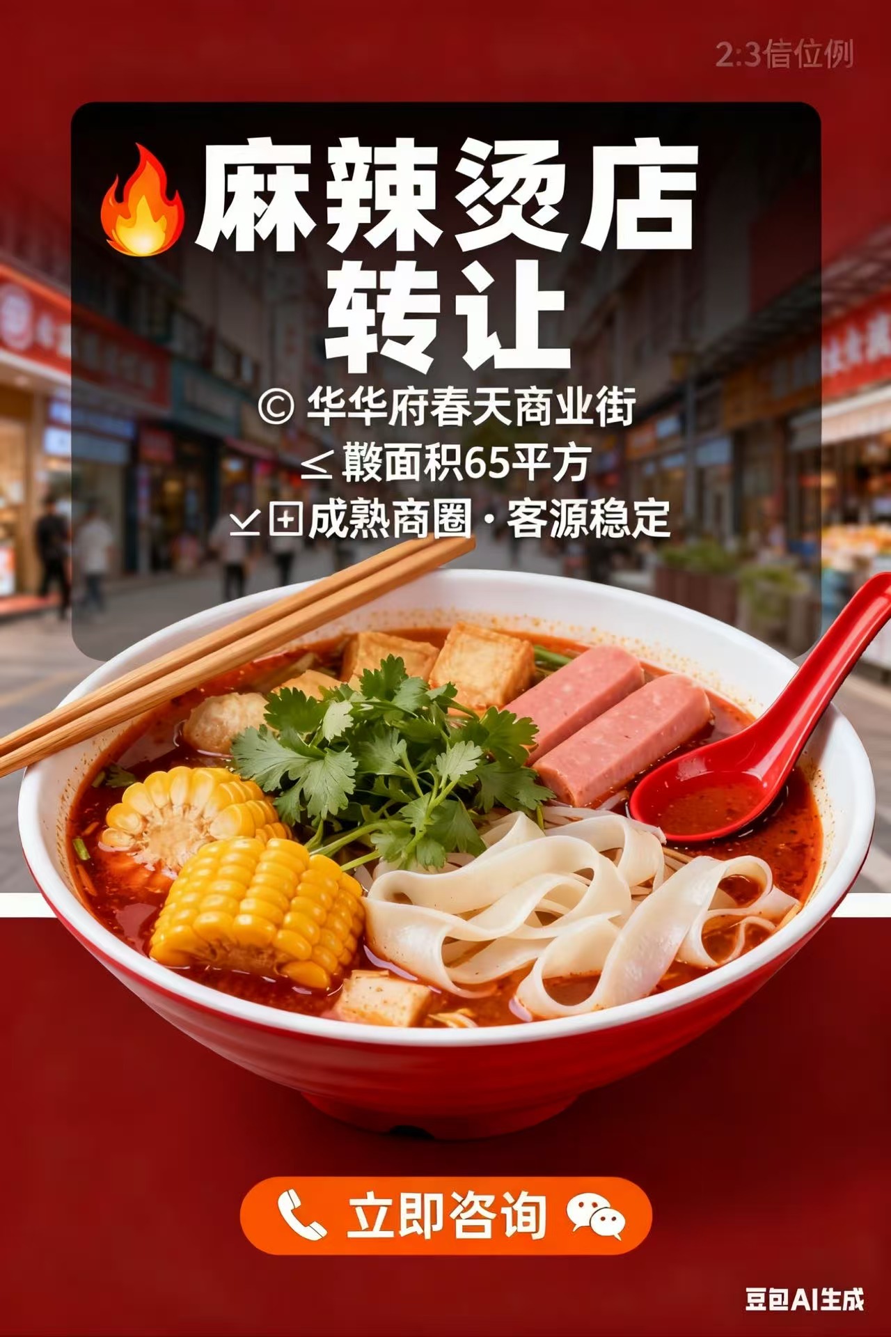 华府春天商业街65平方餐饮店