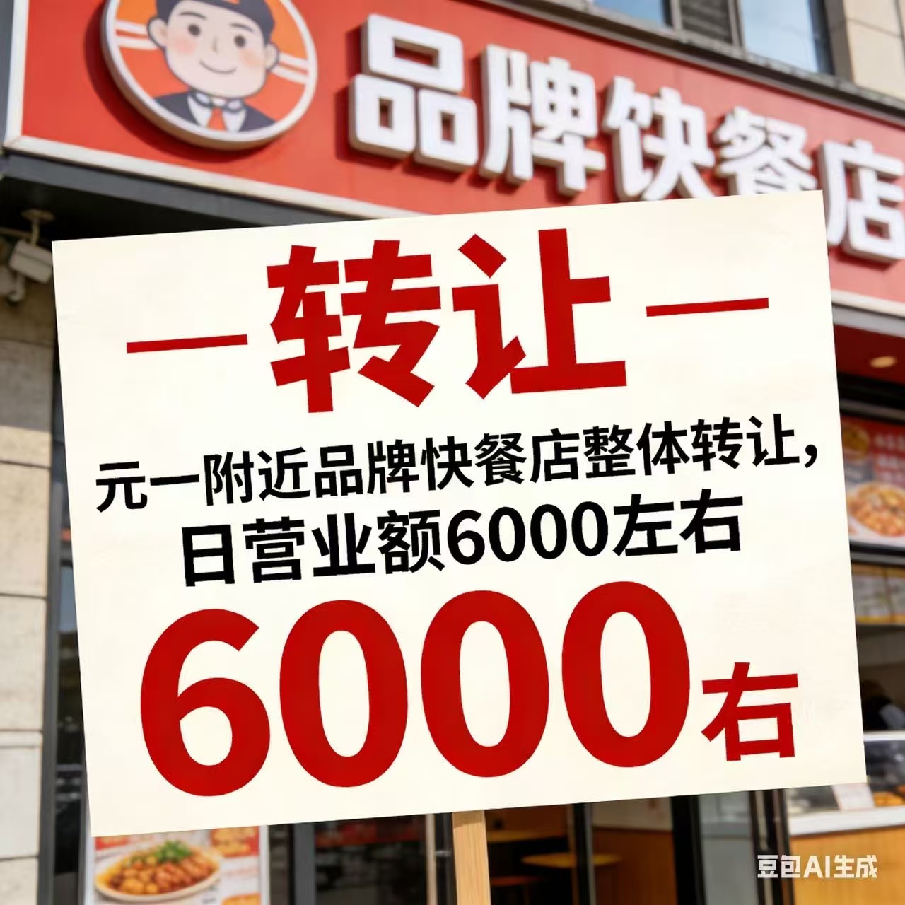 元一附近110平品牌快餐店