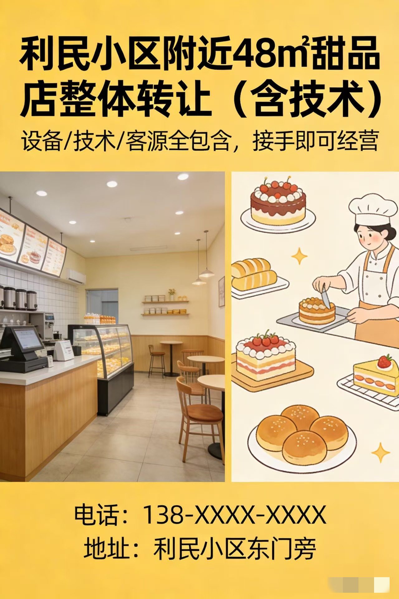 鹏程路利民小区附近48平烘培店